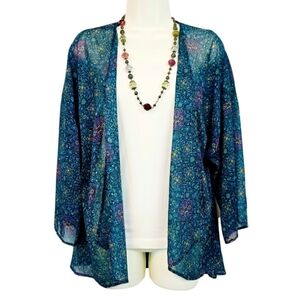 Xhilaration Vibrant Semi Sheer Cardigan with Flowy Sleeves NEW! Size - Small